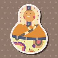 Matryoshka Russian traditional wooden doll vector pattern el N216