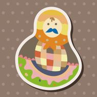 Matryoshka Russian traditional wooden doll vector pattern el N217