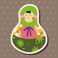 Matryoshka Russian traditional wooden doll vector pattern el N218