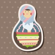 Matryoshka Russian traditional wooden doll vector pattern el N219