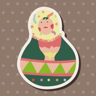Matryoshka Russian traditional wooden doll vector pattern el N220