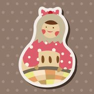 Matryoshka Russian traditional wooden doll vector pattern el N222