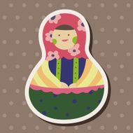 Matryoshka Russian traditional wooden doll vector pattern el N223