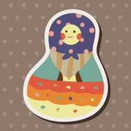 Matryoshka Russian traditional wooden doll vector pattern el N224