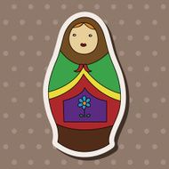 Matryoshka Russian traditional wooden doll vector pattern ele N36