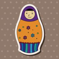 Matryoshka Russian traditional wooden doll vector pattern ele N37