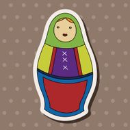Matryoshka Russian traditional wooden doll vector pattern ele N38