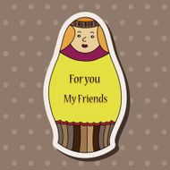 Matryoshka Russian traditional wooden doll vector pattern ele N40