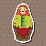 Matryoshka Russian traditional wooden doll vector pattern ele N41