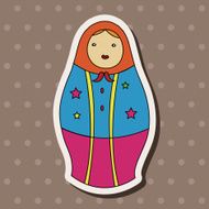 Matryoshka Russian traditional wooden doll vector pattern ele N42