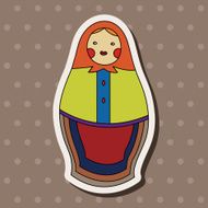 Matryoshka Russian traditional wooden doll vector pattern ele N43