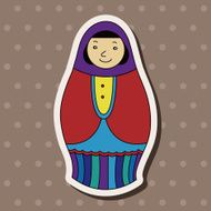 Matryoshka Russian traditional wooden doll vector pattern ele N44