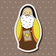 Matryoshka Russian traditional wooden doll vector pattern ele N45