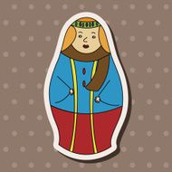 Matryoshka Russian traditional wooden doll vector pattern ele N46