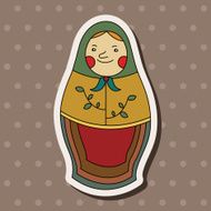 Matryoshka Russian traditional wooden doll vector pattern ele N47