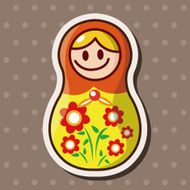 Matryoshka Russian traditional wooden doll vector pattern el N225