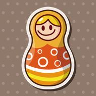 Matryoshka Russian traditional wooden doll vector pattern el N226