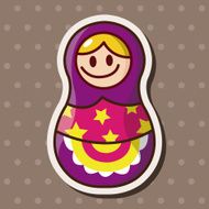 Matryoshka Russian traditional wooden doll vector pattern el N227