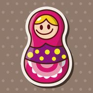 Matryoshka Russian traditional wooden doll vector pattern el N228