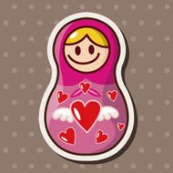 Matryoshka Russian traditional wooden doll vector pattern el N229