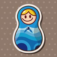 Matryoshka Russian traditional wooden doll vector pattern el N230