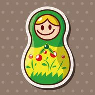 Matryoshka Russian traditional wooden doll vector pattern el N231