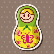 Matryoshka Russian traditional wooden doll vector pattern el N232