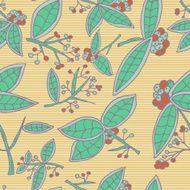 Cranberry vector pattern with leaves and berries N4