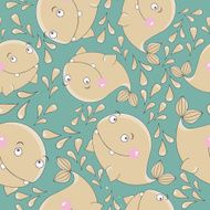 Funny whale vector seamless pattern N2