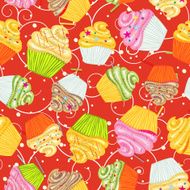 Cupcakes with cream Seamless vector background N3