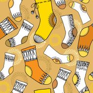 Seamless pattern with funny socks in beige