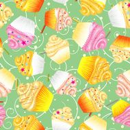 Cupcakes with cream Seamless vector background N4