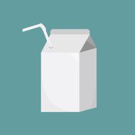 Vector white blank milk juice small carton boxes with straws