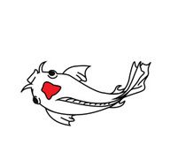Vector of koi fish with red dot