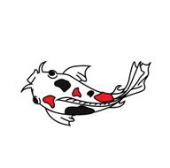 Vector of koi fish with red and black dot