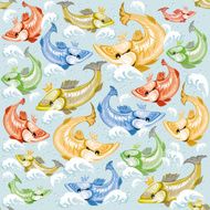 Seamless pattern with colorful fish N3