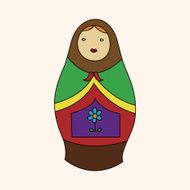 Matryoshka Russian traditional wooden doll vector pattern ele N48
