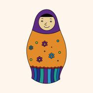 Matryoshka Russian traditional wooden doll vector pattern ele N49