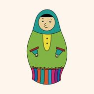 Matryoshka Russian traditional wooden doll vector pattern ele N51