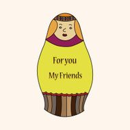 Matryoshka Russian traditional wooden doll vector pattern ele N52