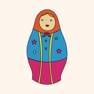 Matryoshka Russian traditional wooden doll vector pattern ele N54