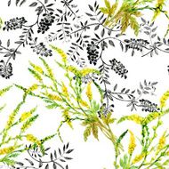Wild flowers seamless pattern on white background N9