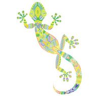 Vector drawing of a lizard gecko with ethnic patterns