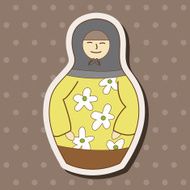 Matryoshka Russian traditional wooden doll vector pattern el N233