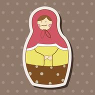 Matryoshka Russian traditional wooden doll vector pattern el N234