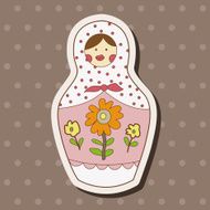 Matryoshka Russian traditional wooden doll vector pattern el N235