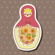 Matryoshka Russian traditional wooden doll vector pattern el N236