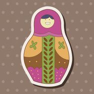 Matryoshka Russian traditional wooden doll vector pattern el N237