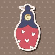 Matryoshka Russian traditional wooden doll vector pattern el N238