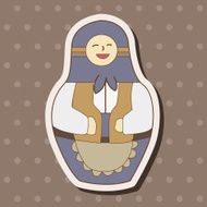 Matryoshka Russian traditional wooden doll vector pattern el N239